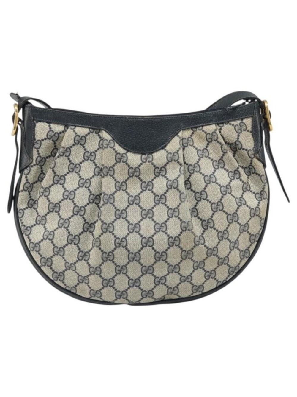 Authentic GUCCI GG Supreme Shoulder Bag PVC Navy Gold 41 02 058 - Picture 11 of 16